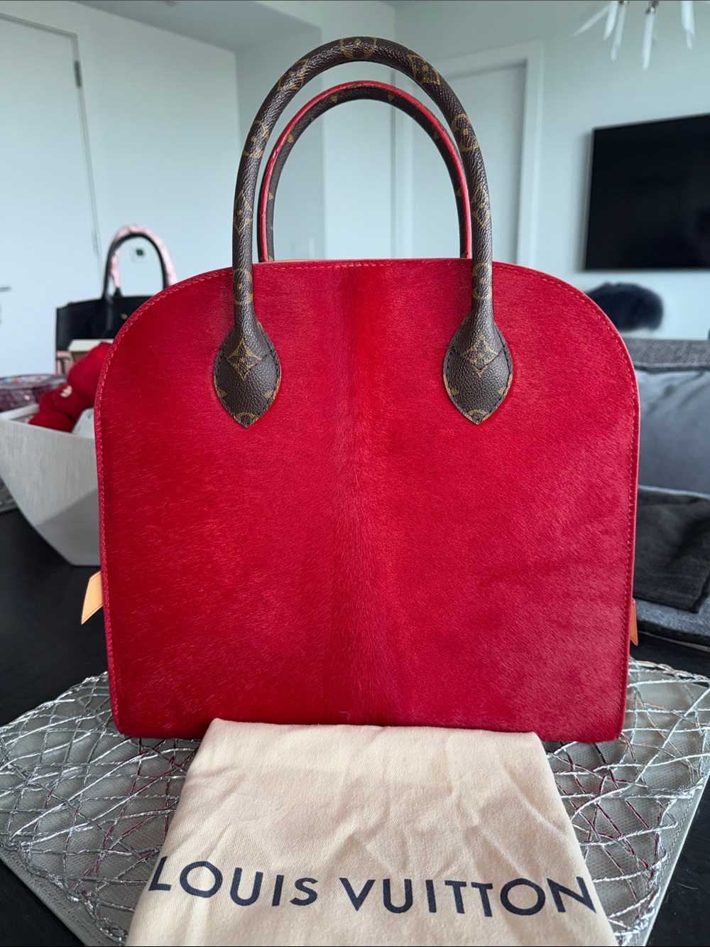 Louis Vuitton Brown Monogram Studded Alma-style Satchel with Red Trim - Picture 11 of 13